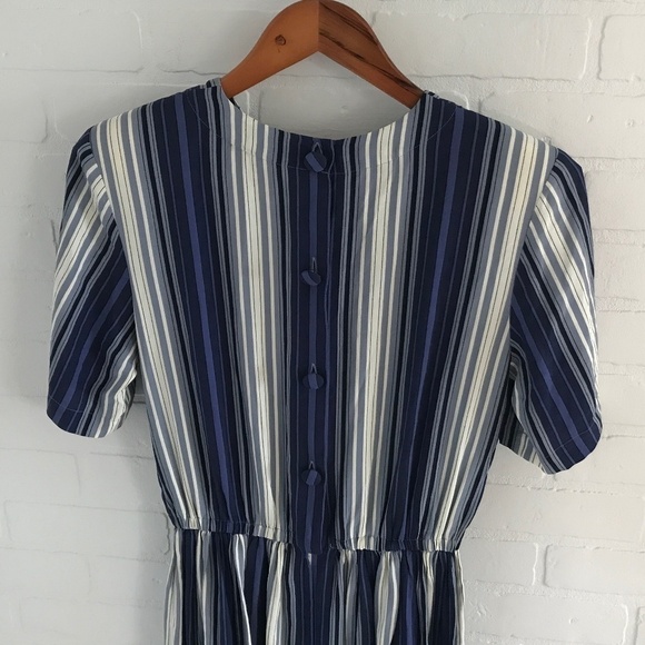 Vintage Y2K NWT Deadstock Maxi Dress Talbots Navy/Gray/Cream Stripes Size L - Picture 5 of 7